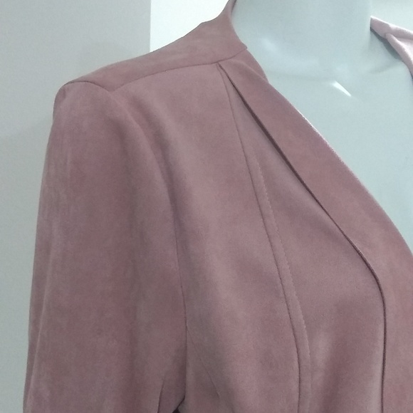 A4 Cleo petites S pink suede feel open jacket - Picture 2 of 7
